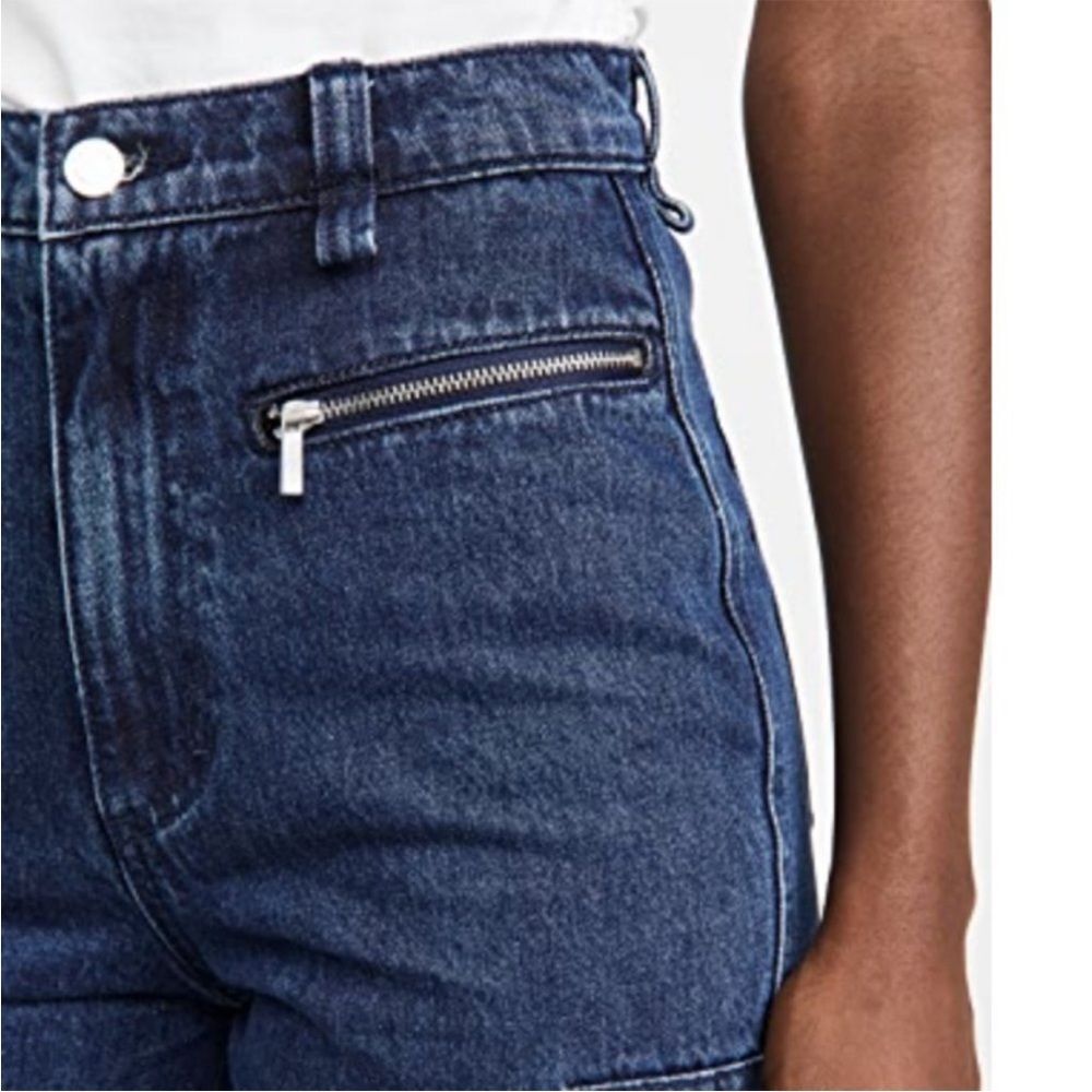 WeWoreWhat Cargo Style Utility Dark Blue Wash Baggy Straight Leg Jeans 25 - Picture 3 of 13